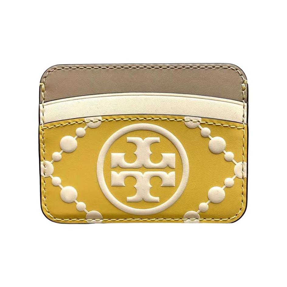Tory Burch T Monogram All Over Print Leather Mini Wallet Women wallet Yellow 87184-733 Basic Set BagDust Bag 23330₽
