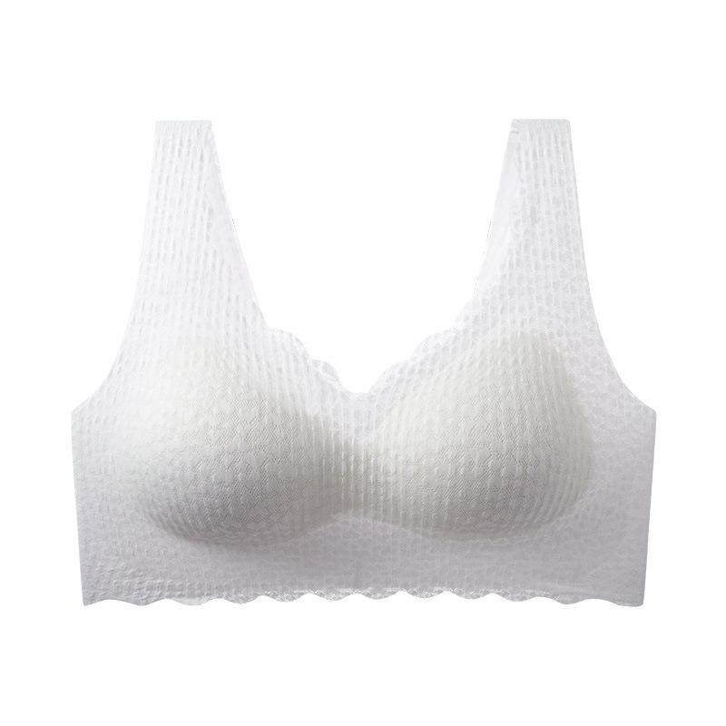 

Traceless underwear women s large size without steel rim sports beautiful back girl bra thin small breasts gather M белый