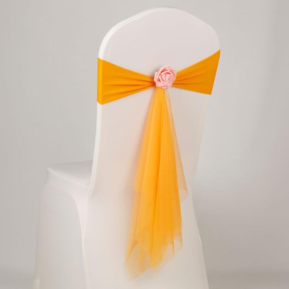 Rose Flower Chair Back Bow Decorative Belt Elastic Band Chair Bandage Home Decor Supplies