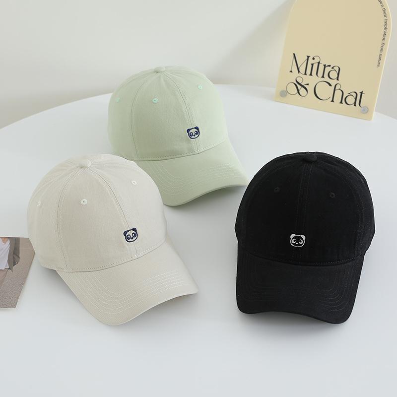 Cute Embroidered Little Panda Baseball Hat Korean Girls Pure Cotton Sun Protection Sun Hat Fashionable Versatile Baseball Hat