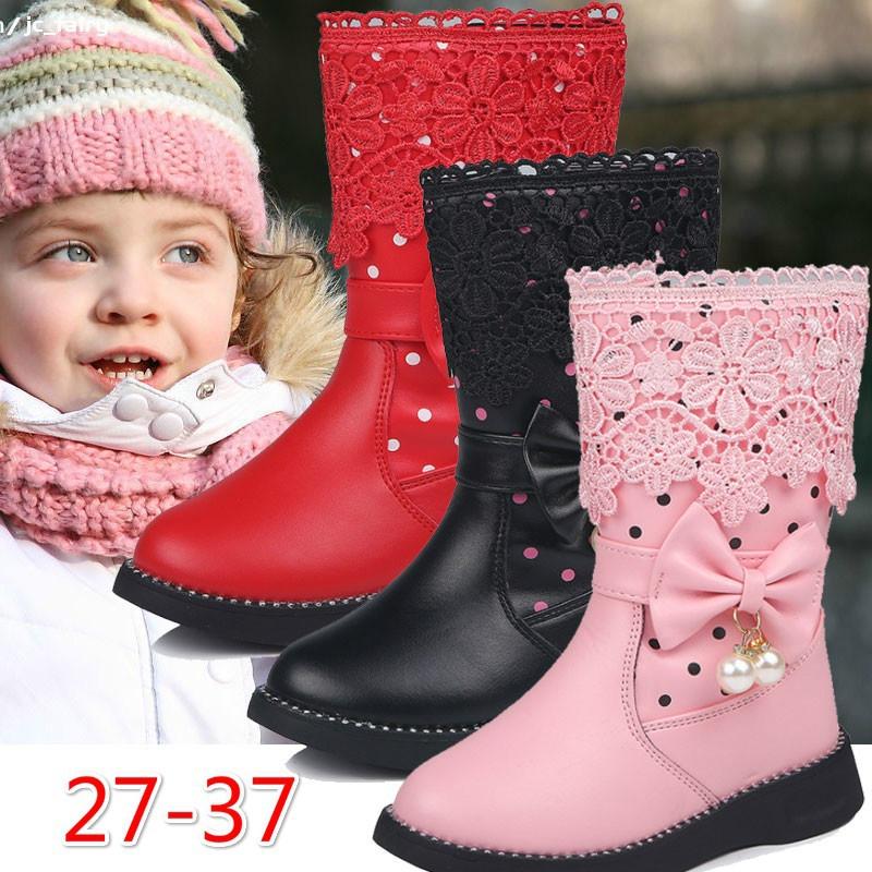 Girls Boots New Autumn Fashion Princess Kids Soft Sneakers Child Snow Boots Spring PU Leather Children Shoes Kids EU Size 27-37