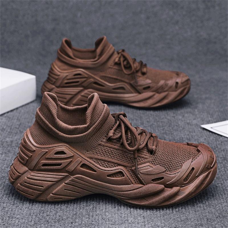 Herrenschuhe Sommer Casual Fly-Woven Schuhe Herren Mesh Sports Trendy Schuhe Student Jugend Höhe-erhöhende Socken Schuhe Herren