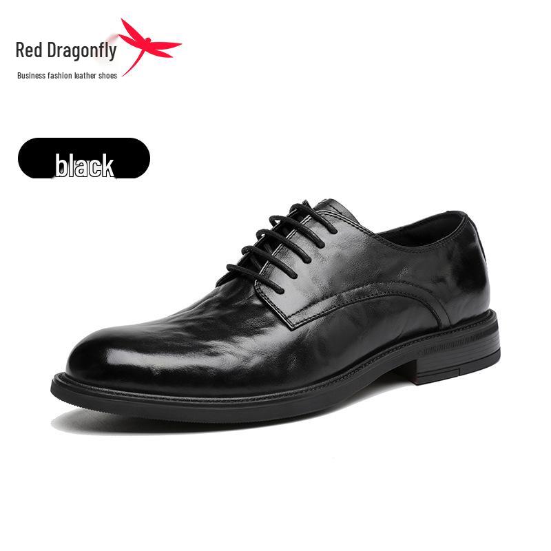 Men s Red Dragonfly Hand-Stitched Genuine Leather Derby Oxford Shoes 42