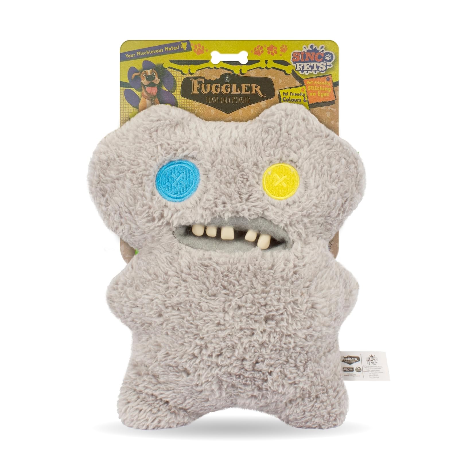 

FUGGLER Серая игрушка для собаки с щелью между зубами, пищалка, аутентичная,