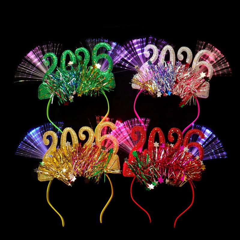 Led Glowing Colorful Headband Festive Party Props 2026 Happy  Year Light Up Headband Party Headdress For Children Adults