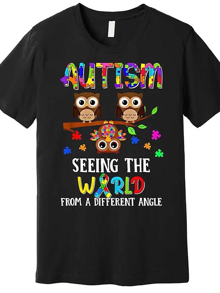 Men039;s Autism Awareness T-Shirt034;Seeing the World from Different Angles034; Fun Gr Unisex T-Shirt XL