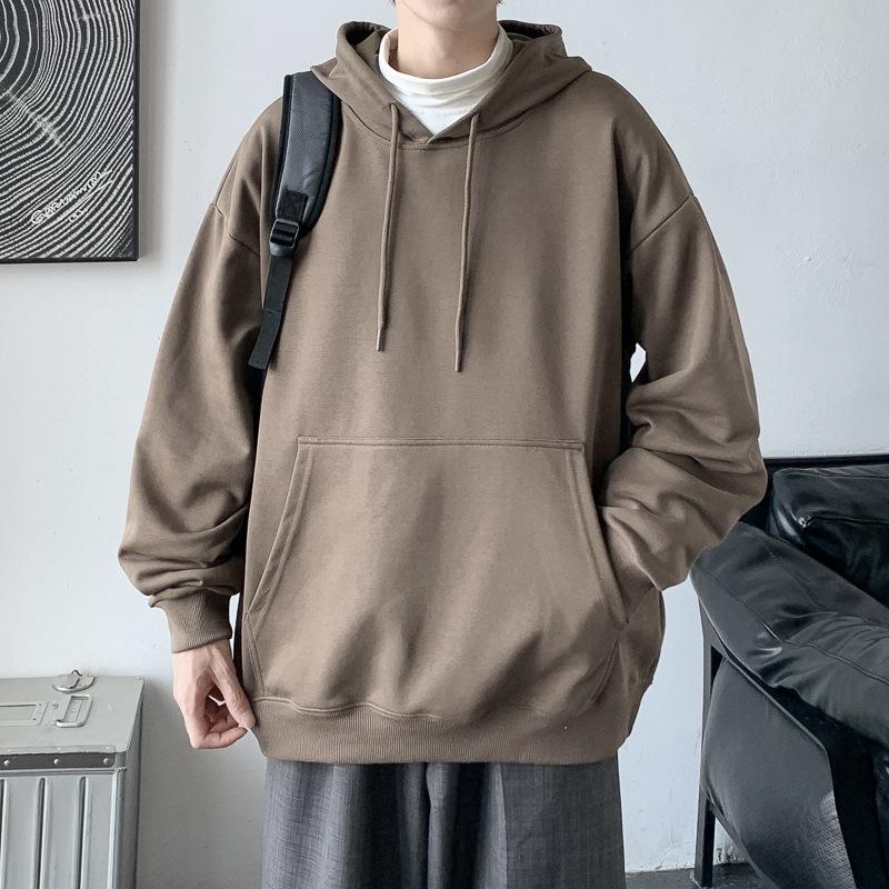 Sweat à capuche décontracté et confortable pour homme, haut ample, couleur unie, pour le sport et le printemps-automne