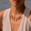 GEMCHIC Women's Boho Multi-Layer Natural Stone Necklace, 18K Gold Plated Stainless Steel Turquoise & Amethyst Choker Chain Jewelry