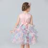 Girls 4-10Y Princess Pageant Gown Cotton Blend Ombre Print Floor Length Long Sleeve Spring Summer Party Dress