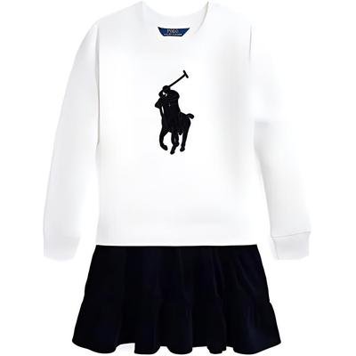 Vestido de Manga Larga con Logo Color Block Polo Vestidos para Niños Blanco 313950935-001