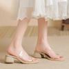 Fashion Peep Toe Women's 2025 Summer Newest Style Fashion Thick Heel Women Slippers Transparent Mid-heel Female Sandals