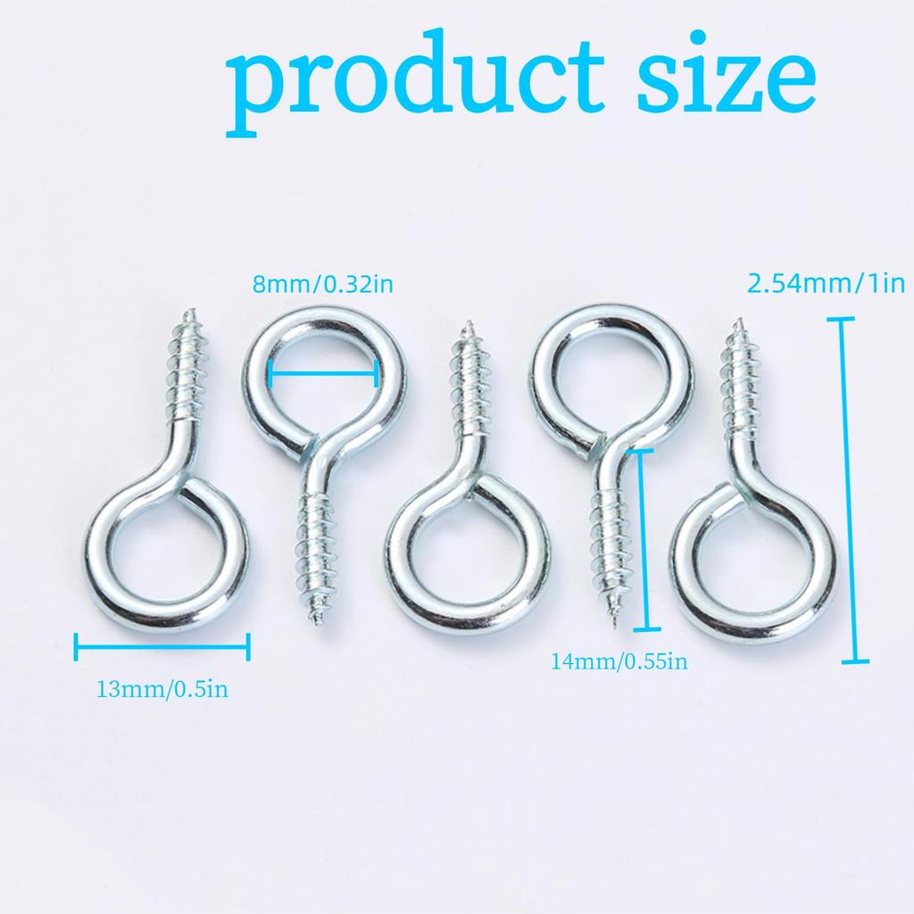 Eye Screws, 100Pcs 1 Inches Screw Eyes Hooks, 304 Heavy Duty Screw Hooks, Self Tapping Eye Bolts