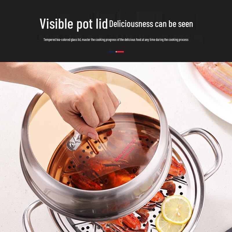 Maikaluo 30cm doppelstöckiger Dampfgarer aus Edelstahl