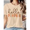 Brown-orange gradient hello PUMPKIN Autumn Vintage Handwritten English Print Short Sleeve T Women's T-shirt Soft and skin-friendly round-neck short