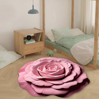 Floral Plush Floor Mat Non-Slip Absorbent Diatomaceous Earth Rug 3D Visual Flower Shaped Floor Rug for Living Room Bedroom Kitchen