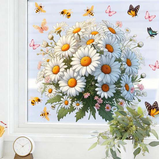 Static Window Clings Flower Butterfly Bee Wall Sticker Self Adhesive Removable Vinyl Decal