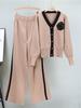 2025 Herbst/Winter Damen Strick-Cardigan & Weitbein-Hosen Set