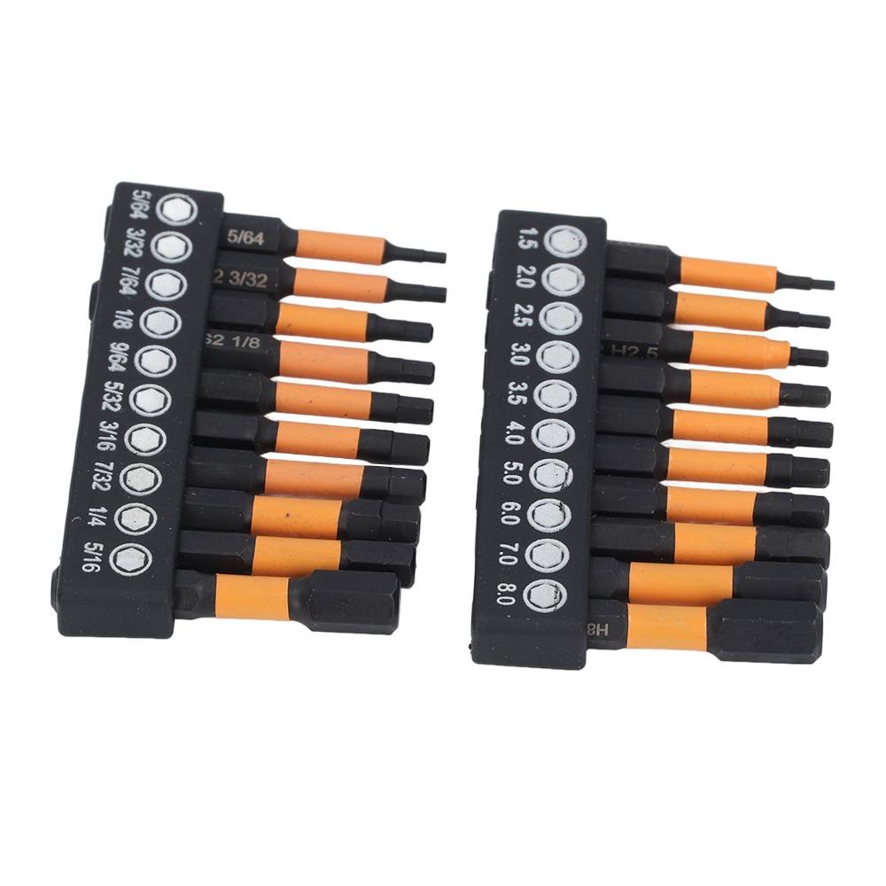 20 PCS Metric and SAE Impact Hex Bit Set  for DIY Furniture Assembly & Car Repairs