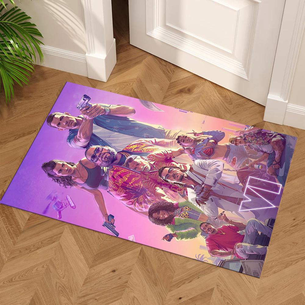 Grand Theft Auto Area Rug Design for Entryway Game Room Bedrooms Hallway Antislip Carpet Anime Office Decor Gift for Festivals