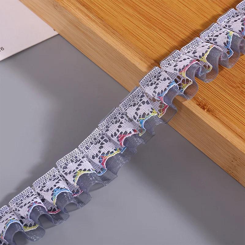 

40meter/roll 25MM Double Deck Snow Yarn Lace Falbala Ruffled Skirt Edge Ribbon Fold Lotus leaf Hair Bows DIY Crafts Accessorie 40meter