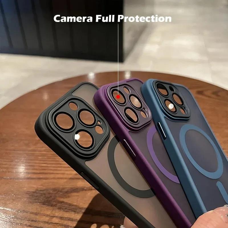 Magsafe Matte Bumper Shockproof Luxury Case For iPhone 15 14 Plus 11 12 13 Pro Max Clear For Wireless Charging Magnetic Cover