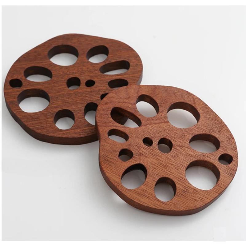 Wooden Lotus Root Water Coaster Household Coaster Wooden Coaster Dining Table Anti-scalding Heat Insulation Pad Solid Wood Lotus