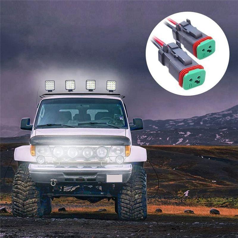 2 Lead 3 In1 Deutsch Dual Outputs DT DTM Female Connector Socket Adapters For LED Pod Lights LED Light Bar