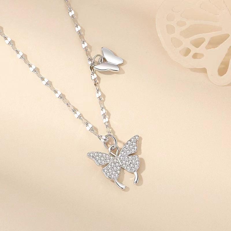 

Двухслойное ожерелье-бабочка, женское корейское издание, дизайн, ювелирные изделия с холодным ветром, легкий роскошный подарок на фестиваль Qixi