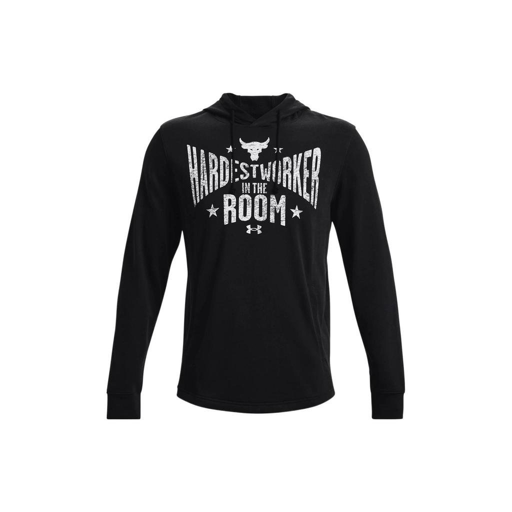 Under Armour Terry Casual Sport Printed Hoodie Men Tops Black 1370458-001