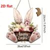 1pc Easter Wooden Bunny Sign, Modern Floral Design for Front Door, Spring Welcome Decor & Seasonal Home Gift,Easter Day