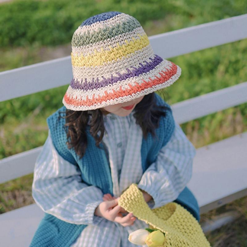 Baby Girl Hat Sun Hat Children's Grass Hat Sunscreen Hat Multicolored Kids Hat