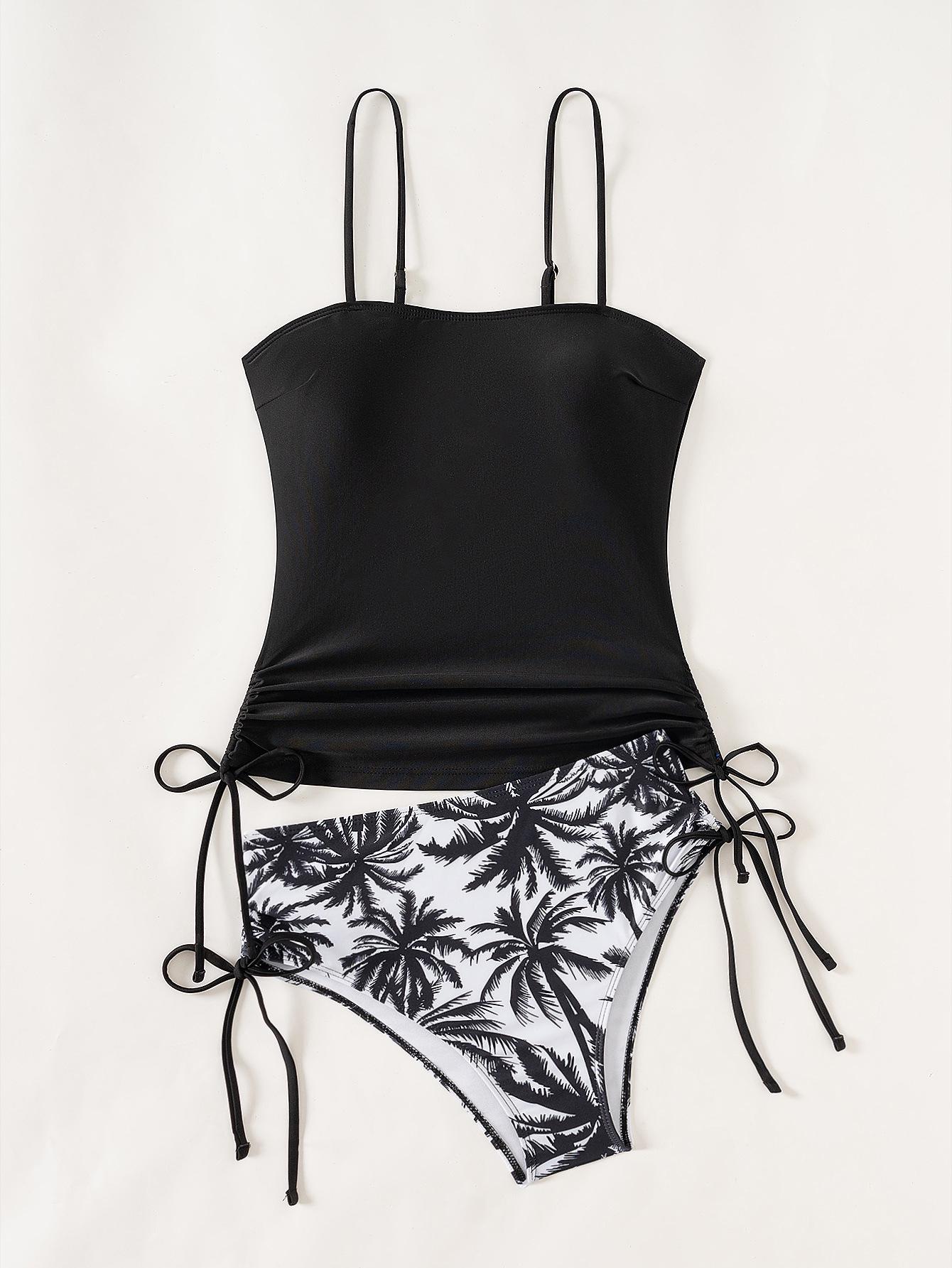 

Yi Yong 2024 Большой размер С принтом Высокая эластичность Консервативный купальник танкини S чёрный