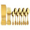 JANKNG 304 Stainless Steel Flatware Set Rainbow Dinnerware Set Gold Knife Fork Spoon Dinner Set Luxury Cutlery Silverware Set
