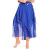 Ladies Sequin Beaded Belly Dance Skirt Chiffon Fabric Elastic Waistband Performance Costume Practice Dancewear