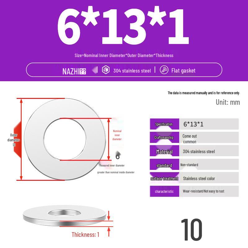 Thickened 304 Stainless Steel Flat Washer Spacer (M4-M8)