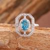 Women's S925 Silver Ring Set with Sapphire, Topaz, Peridot, and Aquamarine Gemstones - European and American Style.