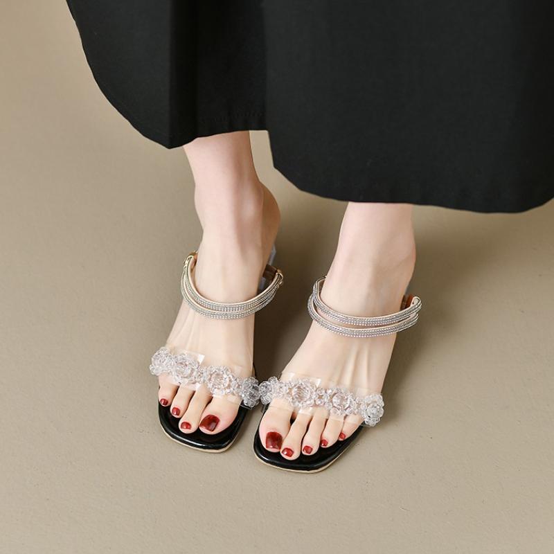 Fashion 2025 New Wear Summer  Sandals Women's Mid Heel Roman  Slip-On High Heel Outdoor Casual Slip-On Sandals