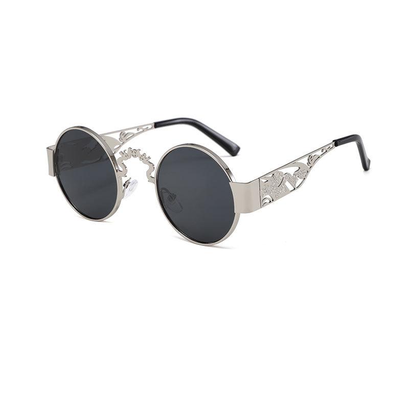 New hollow dragon and phoenix metal sunglasses men's wide legs punk European and American personality hip hop street sunglasses women