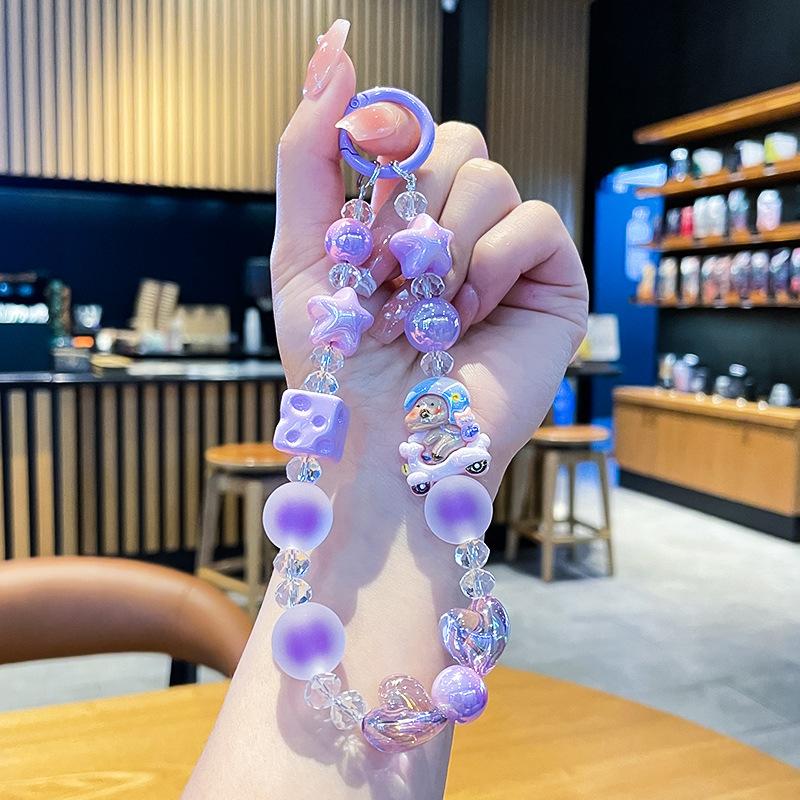 Kawaii Cartoon Capybara Phone Chain For Girls Creative Beaded Keychian Bag Pendant Decoration Accessories Phone Lanyard Gifts