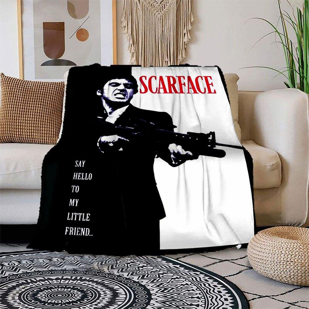 

Scarface Poster Print Wall Art Decor - Say Hello to My Little FriendBlanket Flannel Throw Blanket for Sofa, Bed, Travel, Camping, Office, Co 150x180cm