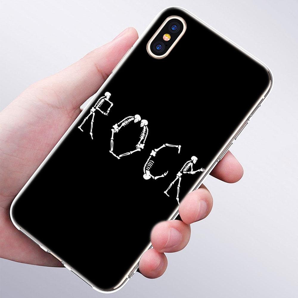 

Роскошный мягкий силиконовый чехол для телефона Rock Roll череп для Apple iPhone 11 Pro XS Max X XR 6 6S 7 8 Plus 5 5S SE модный чехол iPhone 11 Pro Max