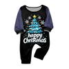 Family Matching Christmas Print Neck Long Sleeve Top and Pants Pajama Set