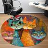 1pc Cat Artwork Office Round Area Rug, Indoor Mat Suitable ForOffice, Under Office Chairs Bedroom Living Room Home Decor, Room Decot010