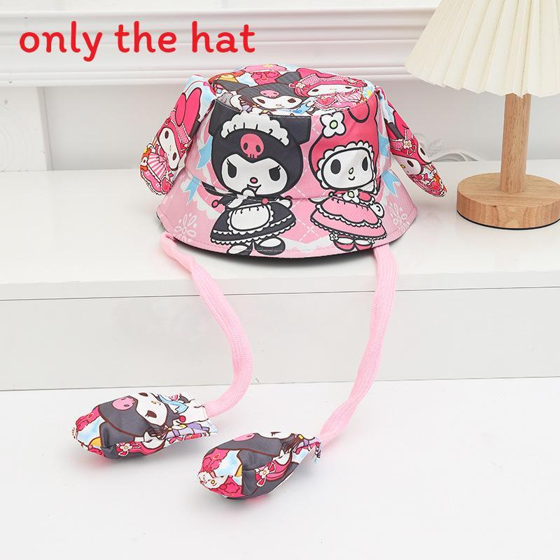 Cartoon Fisherman Hat For Kids With 3d Ears And Stitch Spider Man Print Design Summer Sun Protection Cotton Polyester