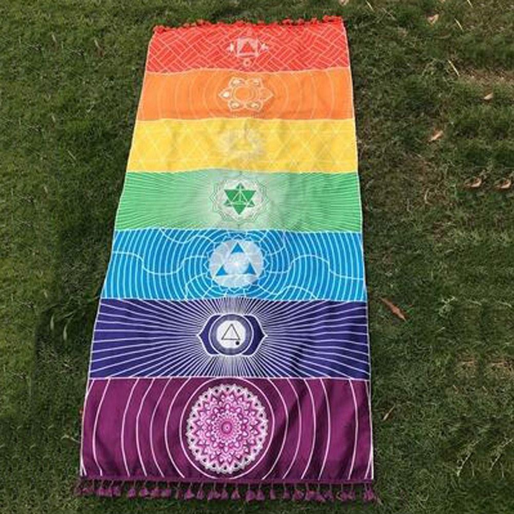Comfortable Travel Rainbow Tapestry Floor Mat Yoga Carpet Beach Towel Rug Meditation Carpet
