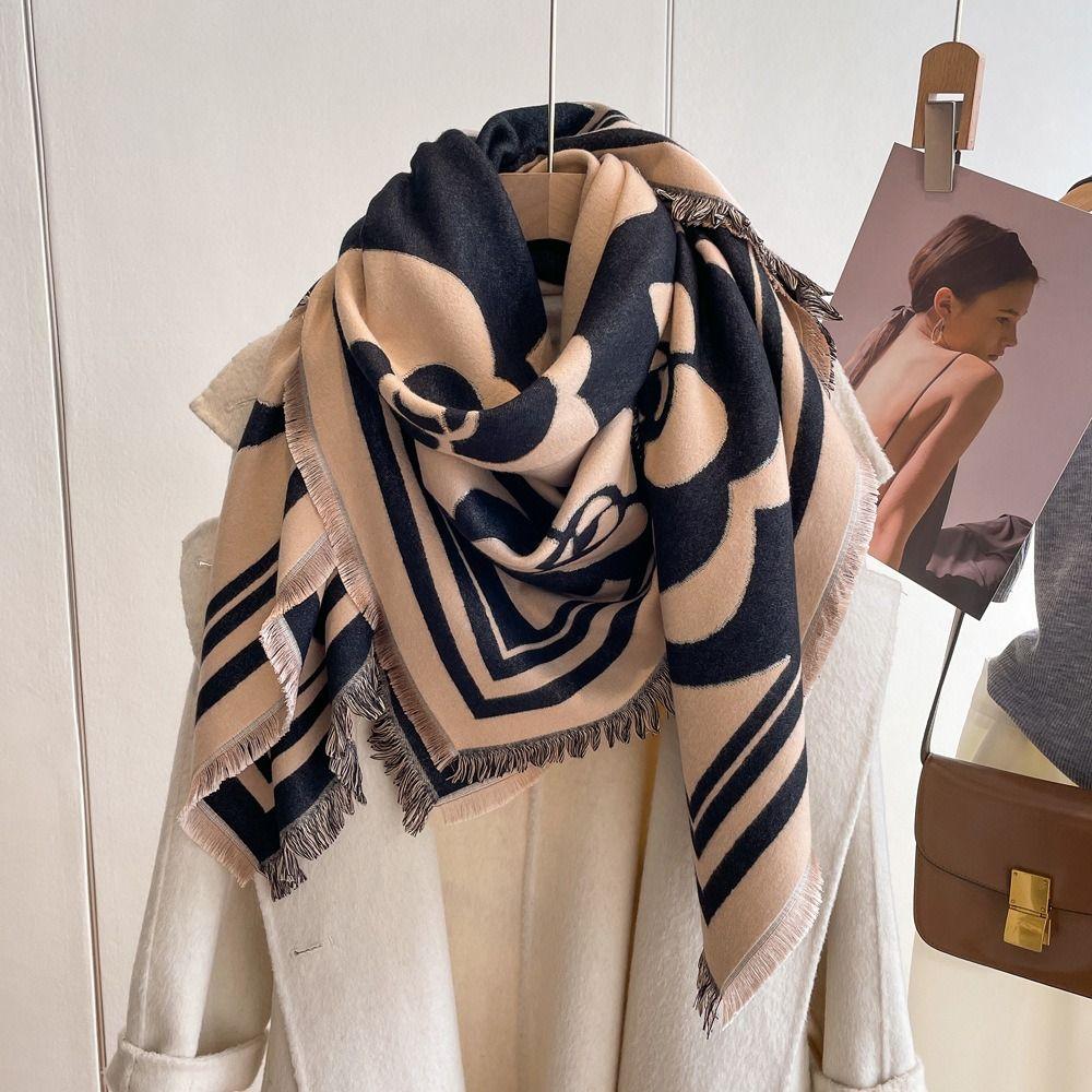 

Thicken Women s Winter Scarf Cashmere Shawl Camellia Scarf Simple Cashmere Scarf Girls
