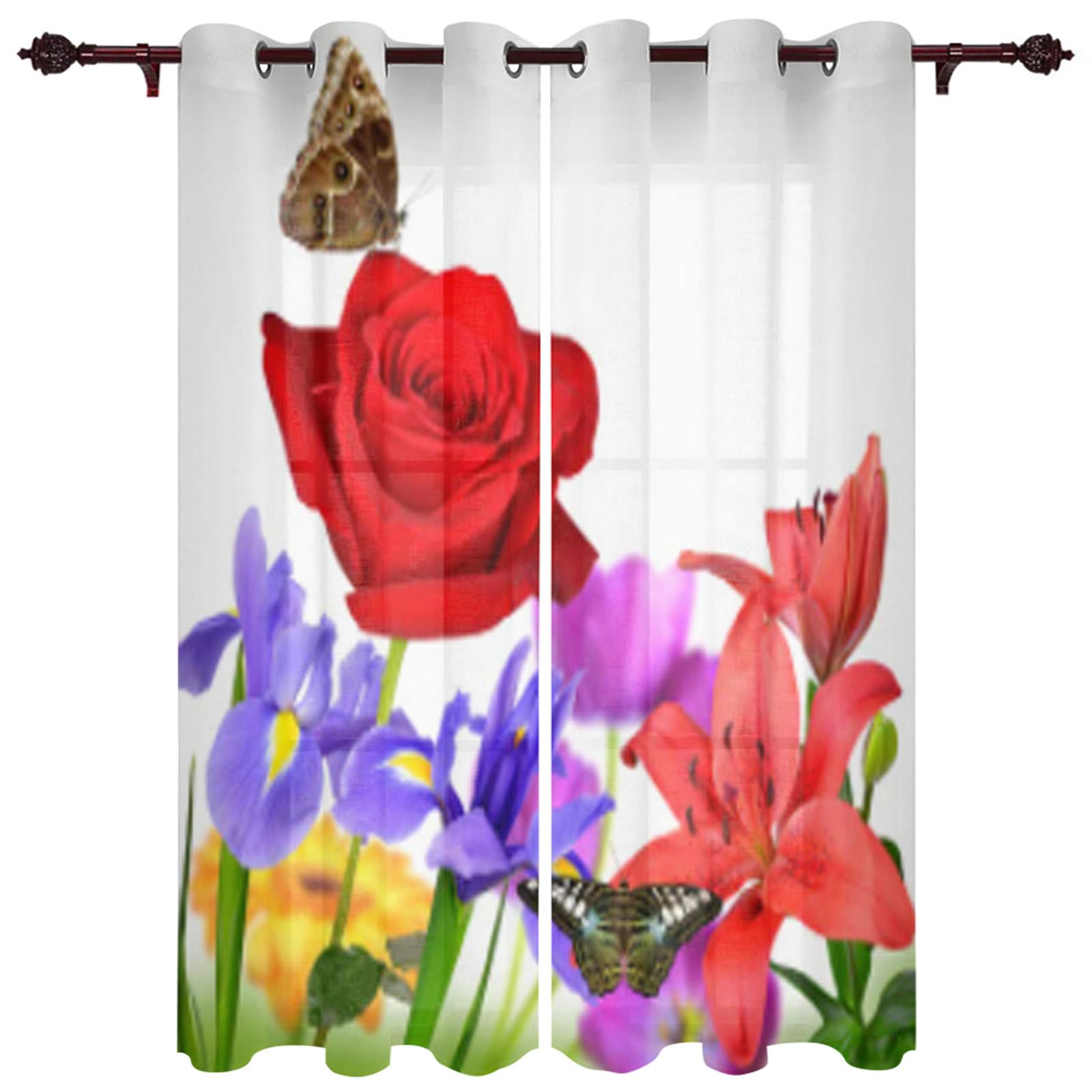 Фиолетовый завод цветок оконная занавеска спальня гостиная оконные шторы кухонные — фото 8