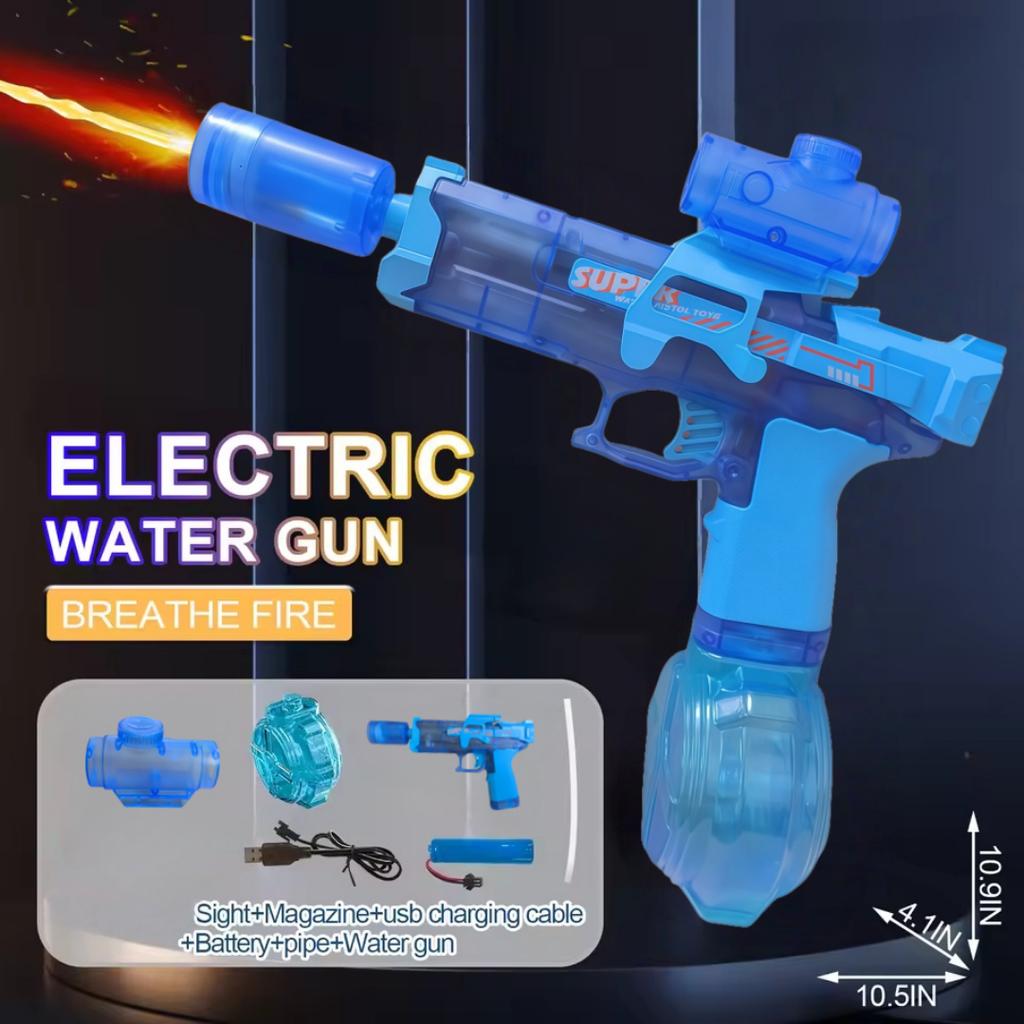 Firelight Electric Auto Water Gun - Integrated Linked Recoil & Pulse Flame Light Effects, Water Fight Toy