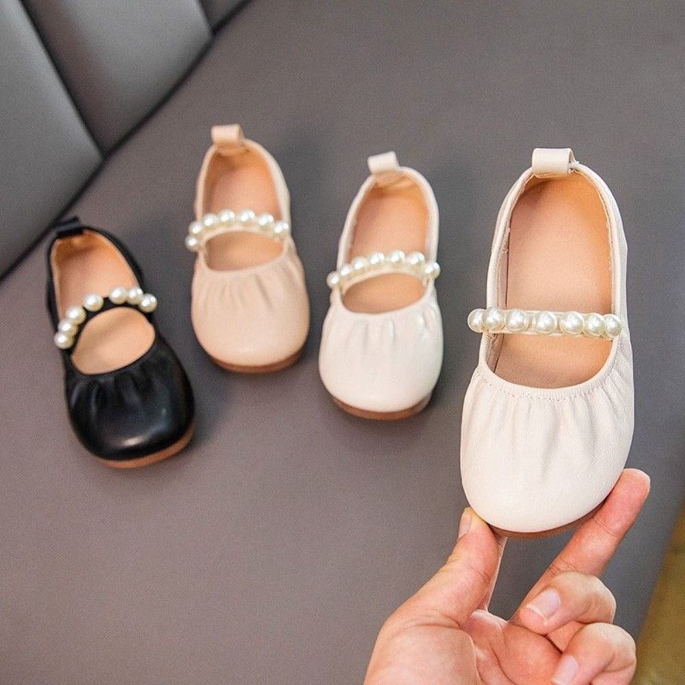 Pearl Girls Princess Shoes Soft Soled Kids Casual Flats Elegant Children Leather Shoes  Autumn