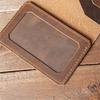 Mens Credit Card Holder Retro Handmade Short Ultra Thin Slim Crazy Horse Leather Durable Portable Small Wallet